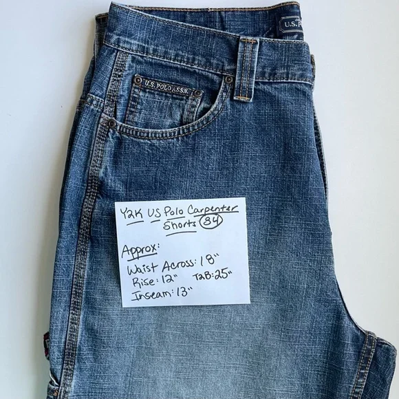 Vintage U.S. Polo Assn. Carpenter Shorts - Medium Stone Wash - Size 34 - Picture 2 of 11